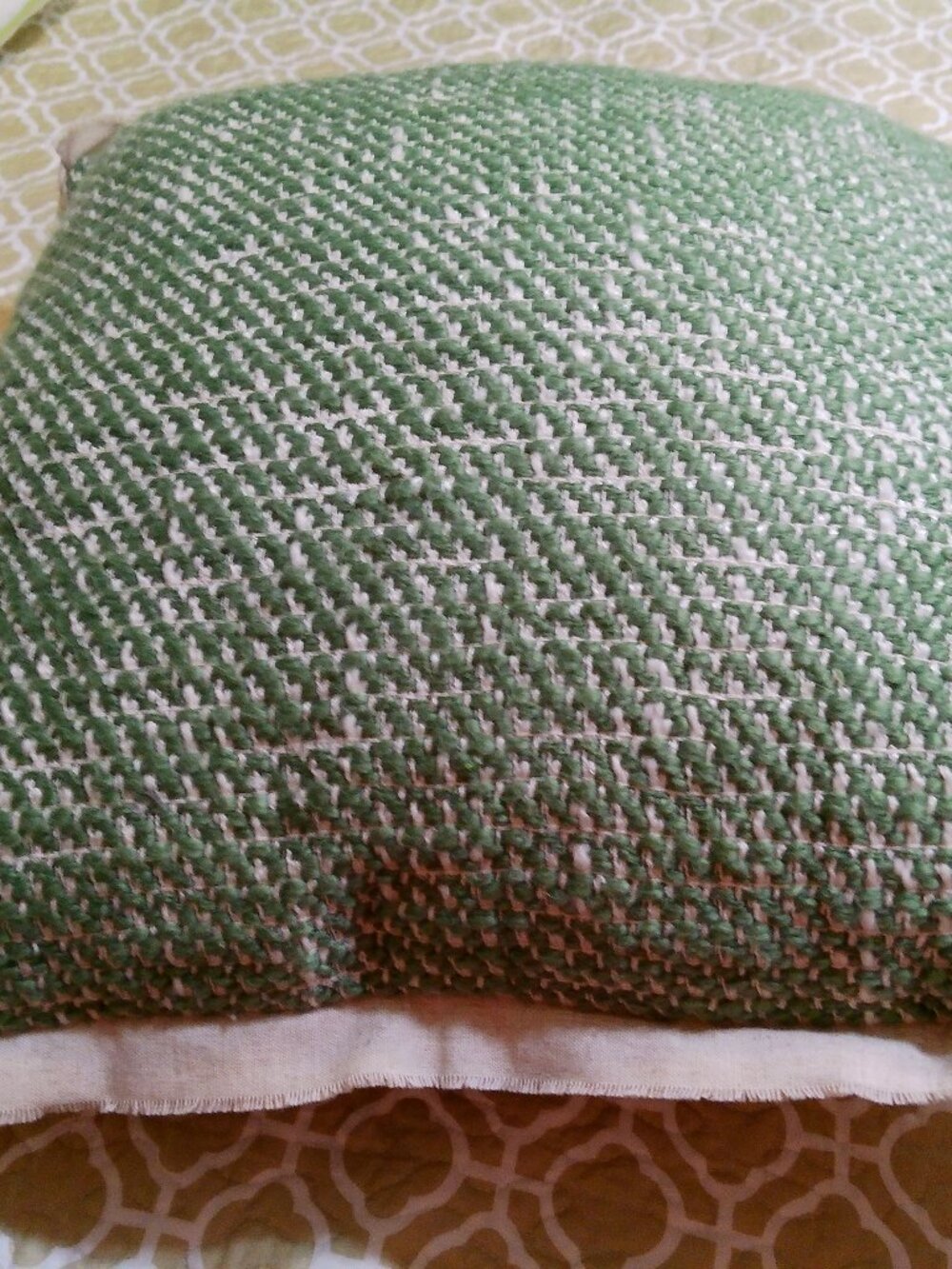 KIRKLANDS GREEN AND BEIGE PILLOW GREAT CONDITION NEVER USED